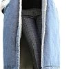 Women's Thicken Loose Sherpa Fleece Lined Button Down Long Denim Jacket Overcoat