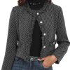 Tweed Blazer Jackets for Women Long Sleeve Elegant Office Work Business Casual Cropped Tweed Jacket