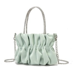 Women's Pleated Clutch Bags Evening Handbags Suitable for Party Soft Vegan Leather Shoulder Bags Chain Crossbody Bags