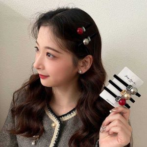 Pearl Clip High-grade Rhinestone Inlaid Hairpin Simple and Versatile Duckbill Clip Side Hairpin