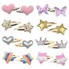 Hair Clips for Girls - 8 Pairs of Star, Crown, Heart, Butterfly Shaped Barrettes and Pins - Metal Snap Accessories for Styling Kids' Hair