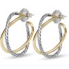 18K Gold Plated Half Hoop Earrings Designer Inspired Guilloche Wire Hoop Earrings